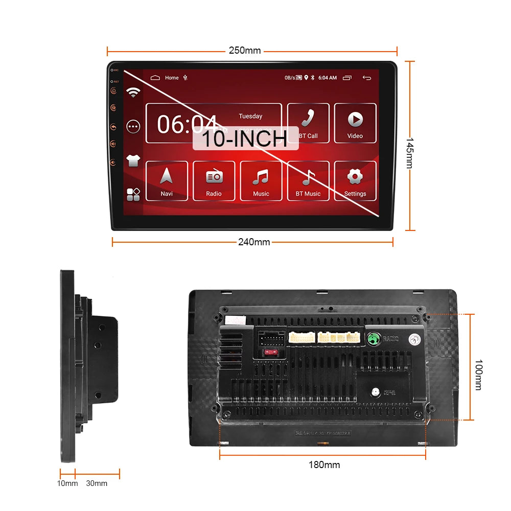 Podofo Android 12 Car Radio Androidauto Carplay 2 Din GPS Car Audio 7"/9"/10" WIFI BT Automotive Multimedia Player For VW Ford