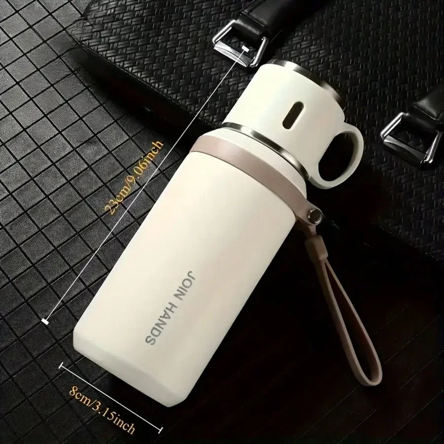600ml 21 Oz 316 Stainless Steel Insulated Water Bottle, Keep Ice Cold For 24 Hours & Hot For 10 Hours, Leakproof Vacuum Flask With Cup Lid, Portable For Ice Water, Coffee, Travel