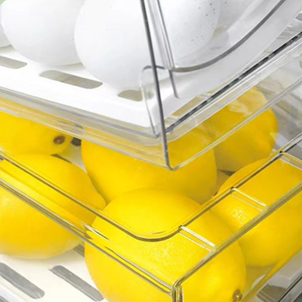 Fridge Organizer, Stackable Refrigerator Organizer Bins Reusable Food Storage Containers Fridge Drawer Organizer in Home Kitchen