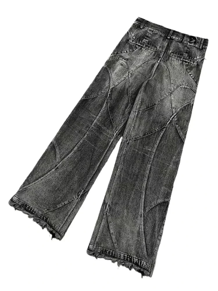 Vintage Y2k Streetwear Punk Hip Hop Jeans Women Pants Grunge Baggy Ripped Denim Trousers Gothic Distressed Wide Leg Jeans Goth