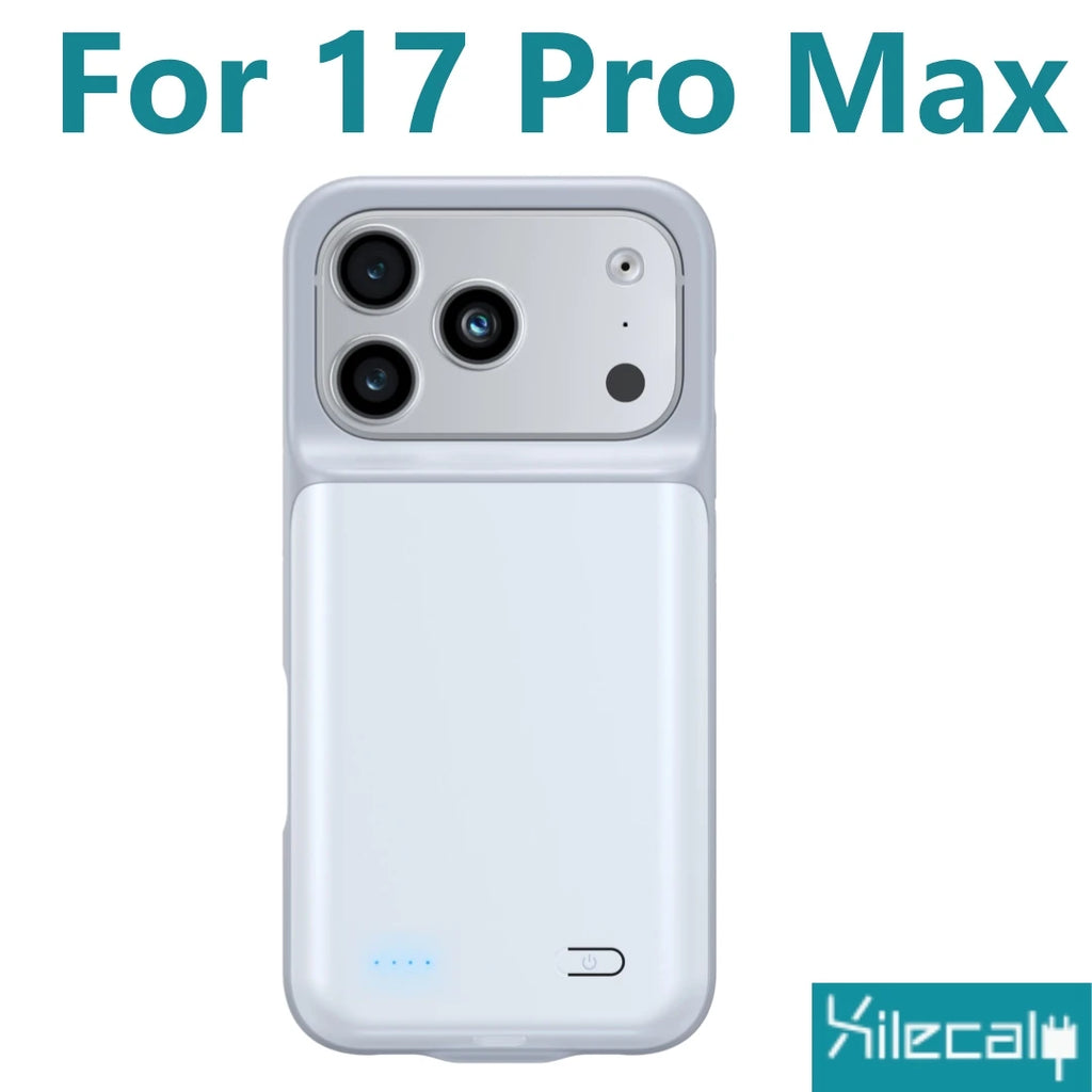 Xilecaly Smart Battery Charger Case For iphone 17 Pro Max Battery Pack Power Bank External Charging Cover For iphone Air 17Air