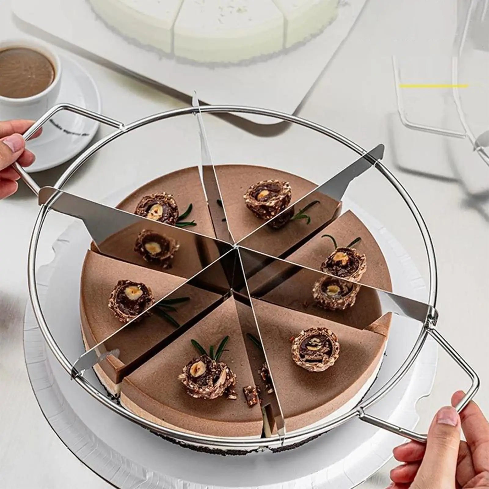Cheese Cake Cutter Cake Cutting Tool Stainless Steel Pie Cutter Non-Stick Kitchen Gadgets Pastry Cheese Pizza Cutting Press Tool