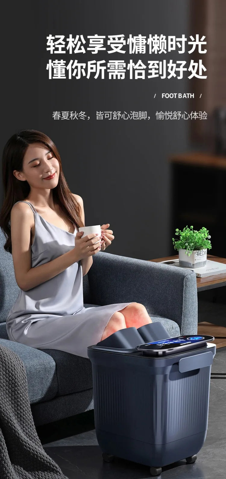 220V AUX Electric Foot Spa Bath Massager with Heating and Constant Temperature Automatic Home Use Deep Bucket WDC