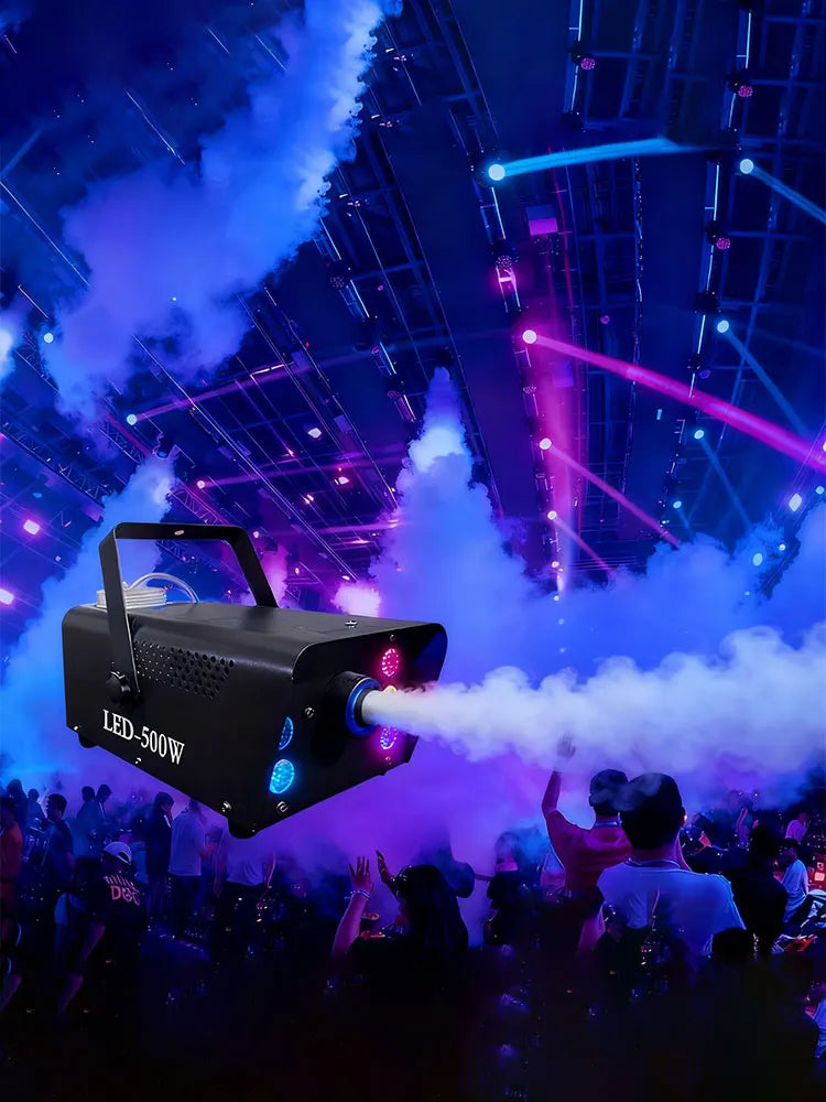Professional Smoke Machine Mini Iron LED Fog Machine RGB Electric Power Remote 500W Stage For Party Wedding Disco DJ Smog Maker