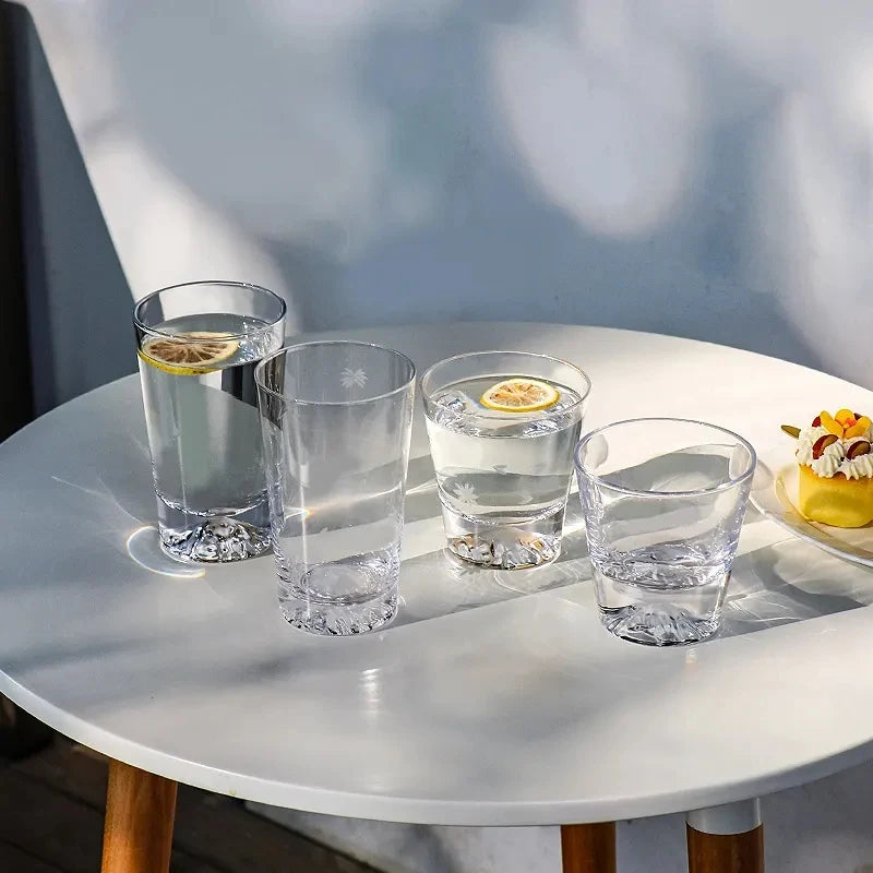Transparent Snow Peak Tumbler,Fuji Mountain Whiskey Glass,Modern Whisky Drinking Glass，Luxury Scotch Glass,Artistic Rock Glass