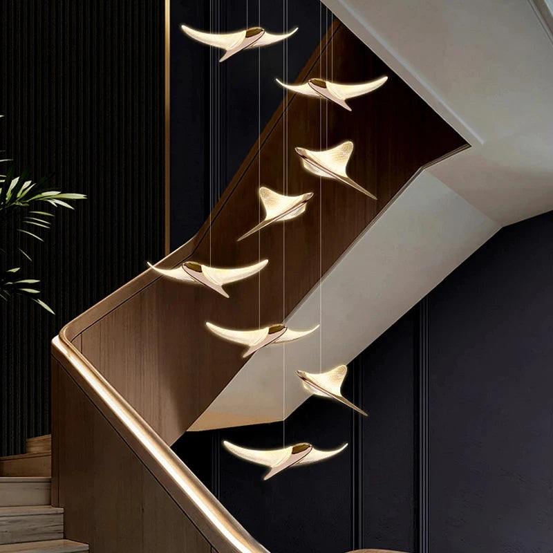 Modern Staircase Branch Chandelier New Luxury Home Hotel Iobby Decoration LED Indoor Lighting Customizable Chandelier