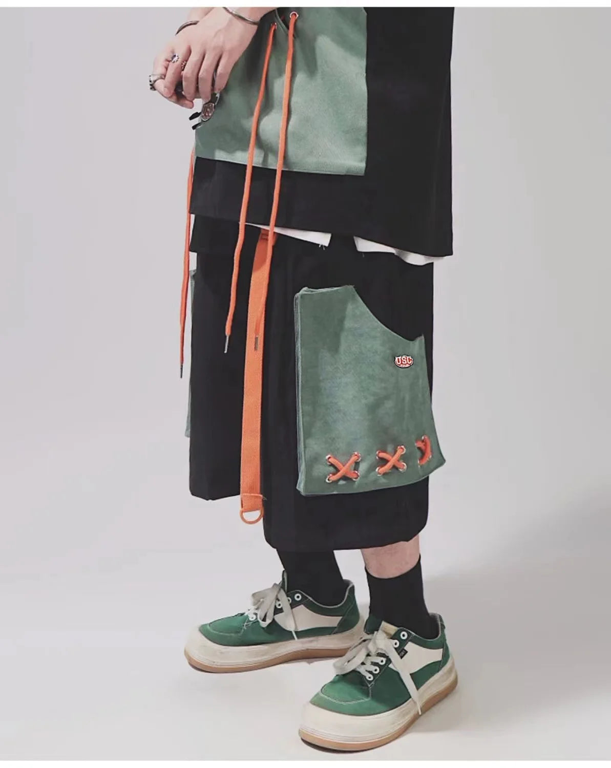 ARENS Hip Hop Cargo Shorts Men Basketball Men's Oversize Couples Matching Clothing Japanese Steetwear Summer Pockets Patchwork