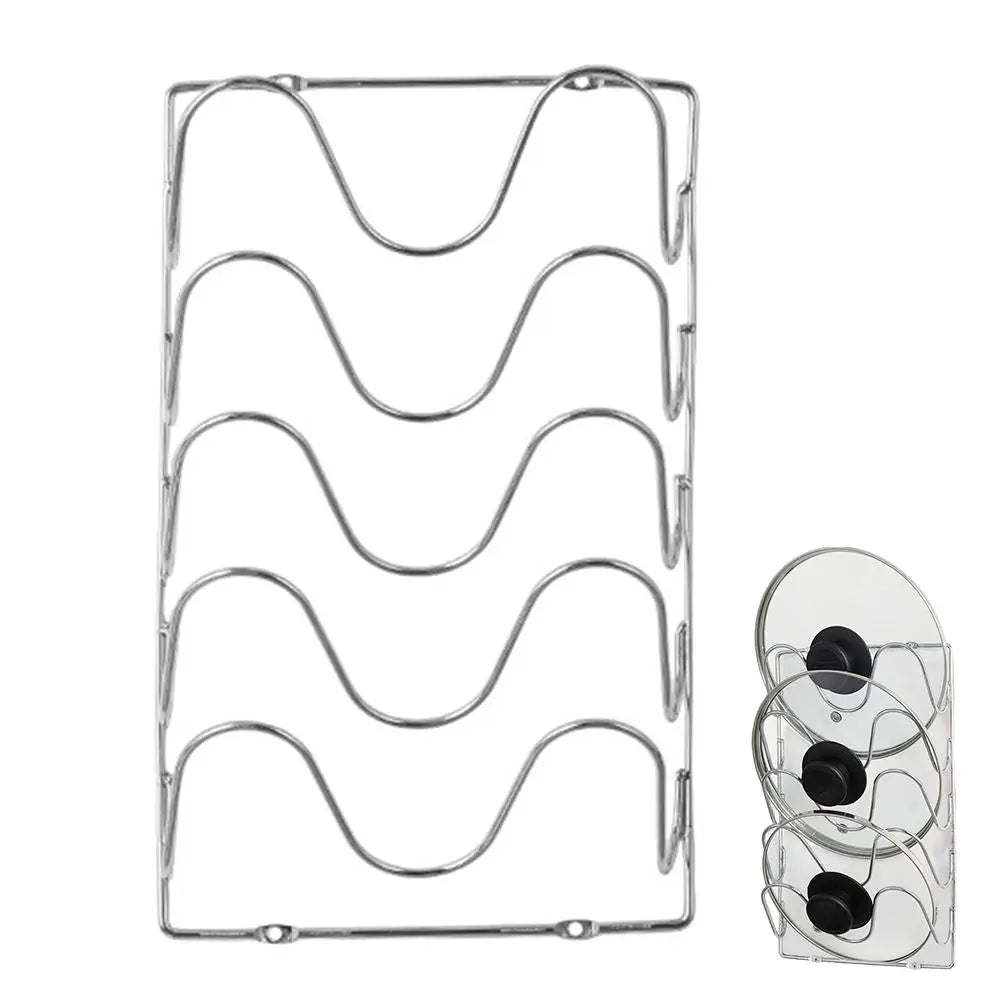 Kitchen Organizer Rack Wall Hanging Pot Cover Rack Five-Layer Pot Lid Multifunctional Rack Space Saving Kitchen Storage Rack