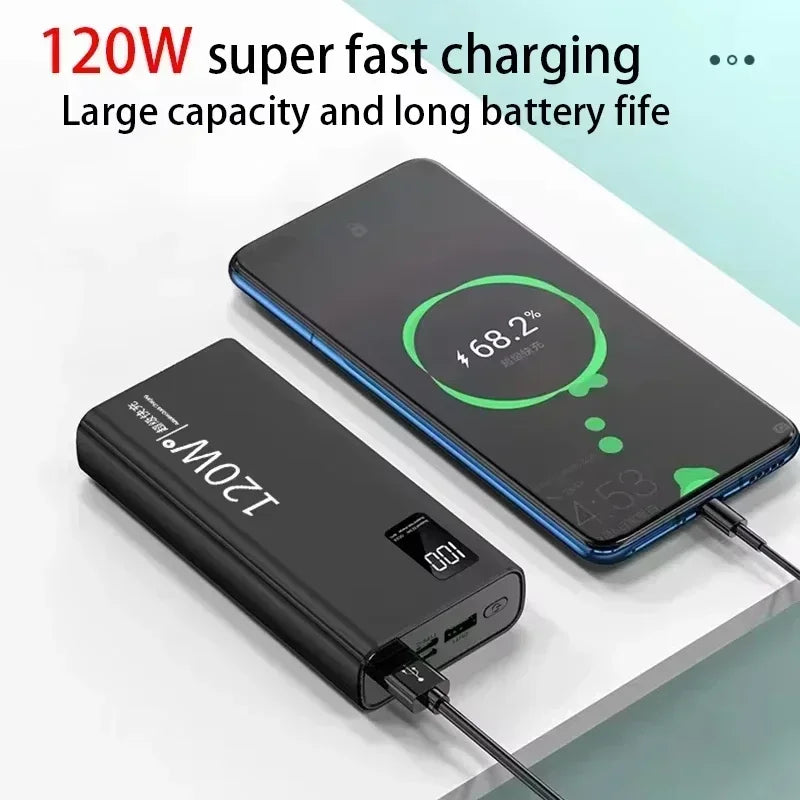 500000mAh 120W Power Bank Большая емкость Супер быстрая зарядка батареи Зарядка