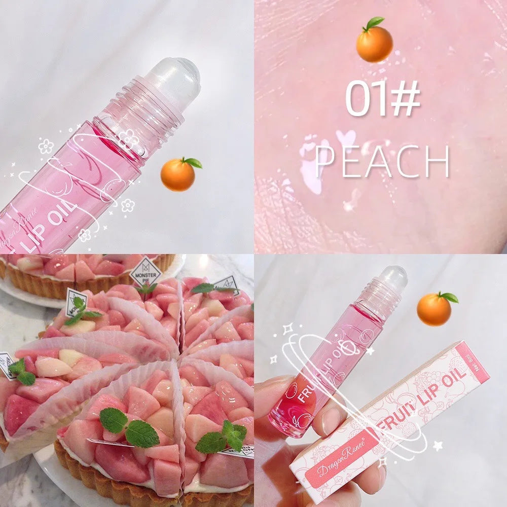 Roll-On Lip Oil Moisturizing Lip Balm Liquid Nourishing Lip Oil Colorless Transparent Fruit Lip Oil New Valentine's Day Gift Lip Balm