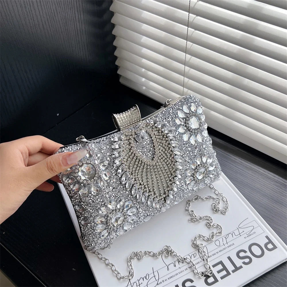 Luxury Sparking Rhinestone Evening Clutch Bags For Women Wedding Prom Dinner Party Gemstone Crossbody Bag 2024 Designer Handbags