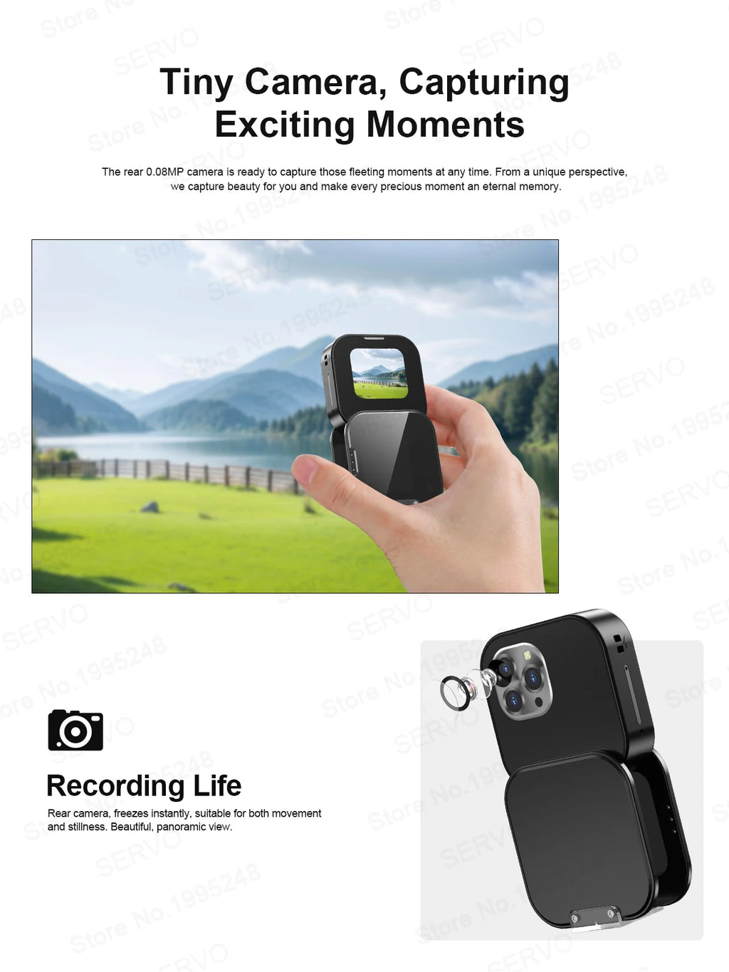 SERVO I19 Rotate Small Box Touch Mobile Phone 2SIM Standby Magic Voice Bluetooth Sync Music Torch Mini Rotation Cellphone Type-C