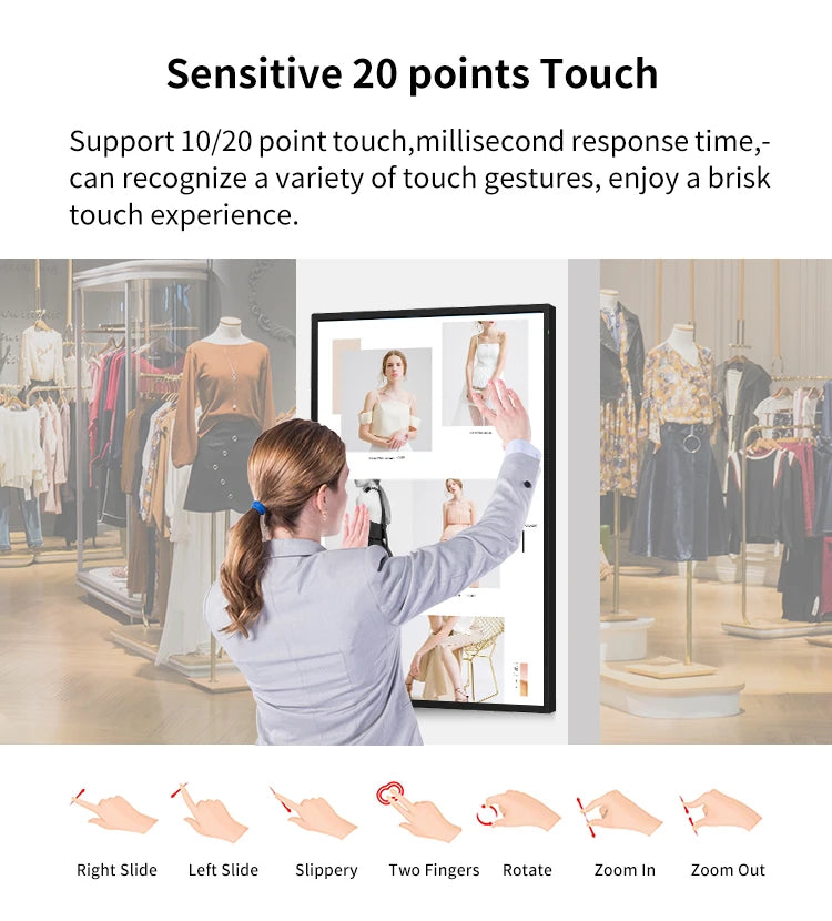 Lcd Touch Screens Monitor 10 21 32 43 50 55 65 75 Inch Wall Mounted Totem Display Panel Digital Android Interactive Touch Kiosk