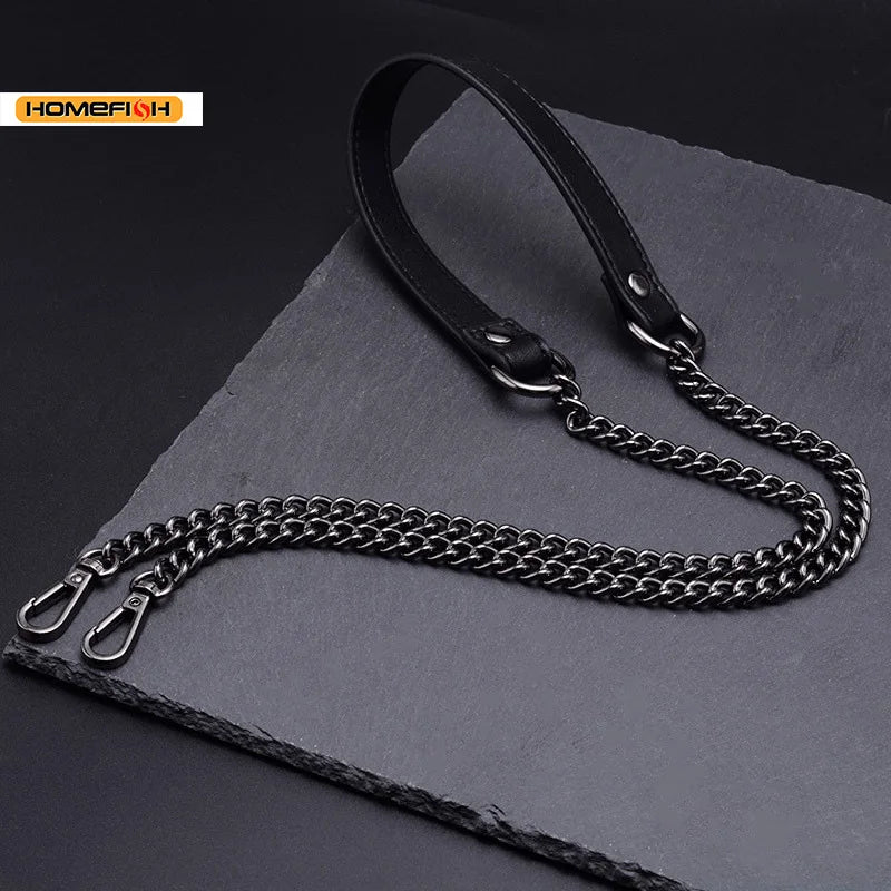 120CM Replacement Metal Bag Chain Strap, PU Leather Shoulder Strap For DIY Handbag Crossbody Bag Accessories