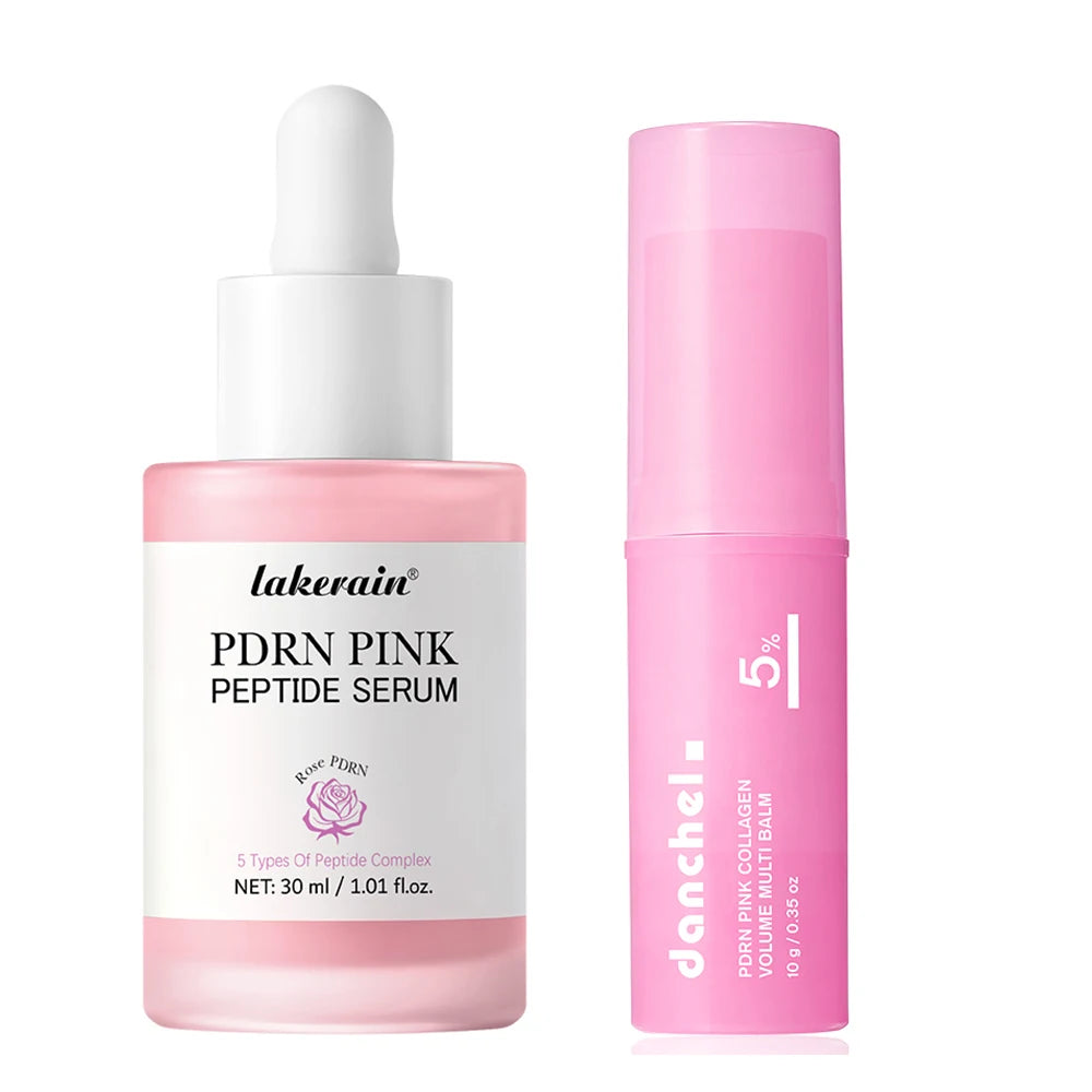 2pcs Salmon PDRN Pink Peptide Facial Serum & PDRN Pink Collagen Volume Multi Balm Deep Hydration Moisturization Plump Skin Care