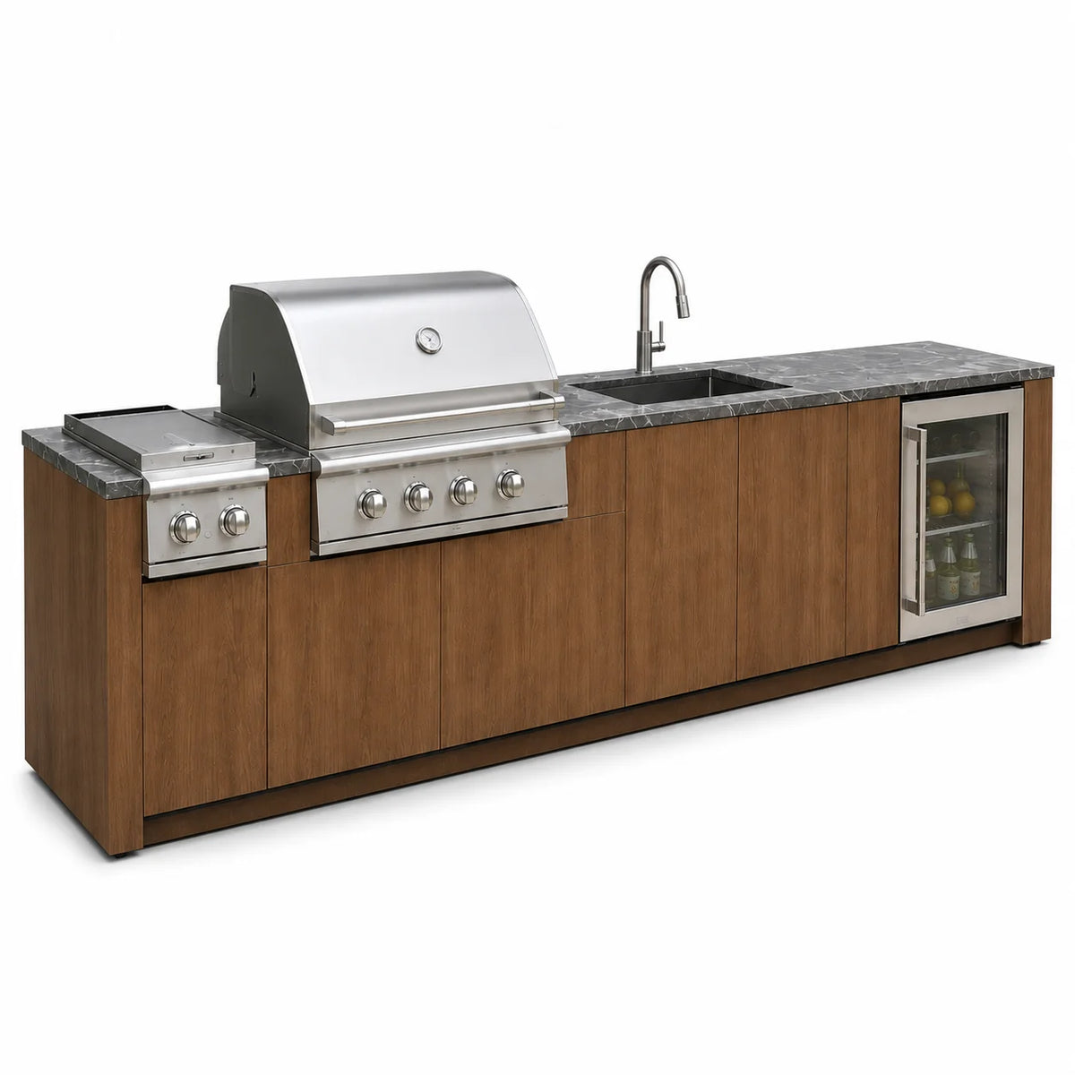 Custom 304 Stainless Steel Outdoor Kitchen Island Modular Patio Outdoor Cooking Grill Cabinet with Sink for Courtyard & Terrace