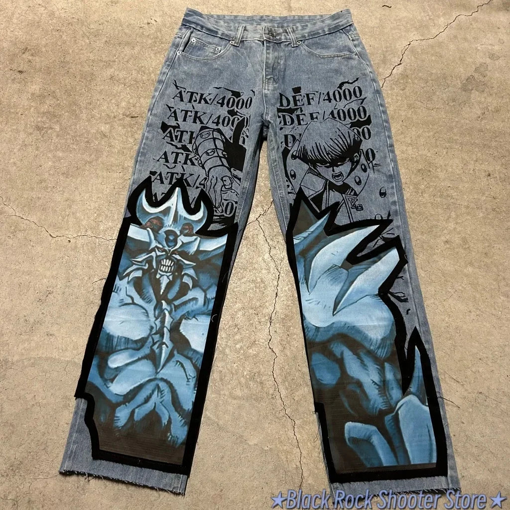 Harajuku Zoro Y2k Baggy Jeans Women Vintage Wide Leg Denim Pants Popular Jeans Streetwear Couples Trouser Men Clothing