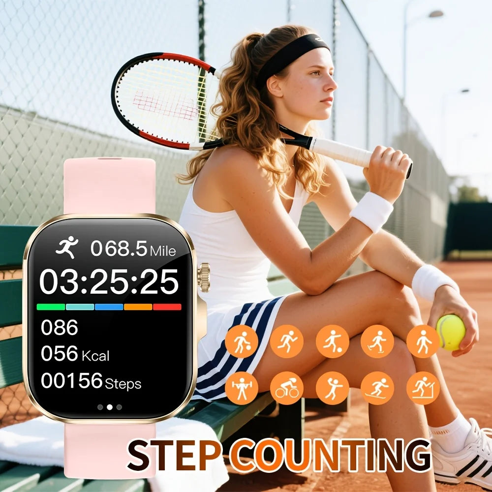 New Sports Men'S Smart Watch, Smartwatch (Make/Receive Calls), APP Message Sync Alerts, Remote Camera Control, Sedentary Reminder, Music Playback, Weather Display, Voice Assistant, Find My Phone, Durable Smart Watch for Iphon