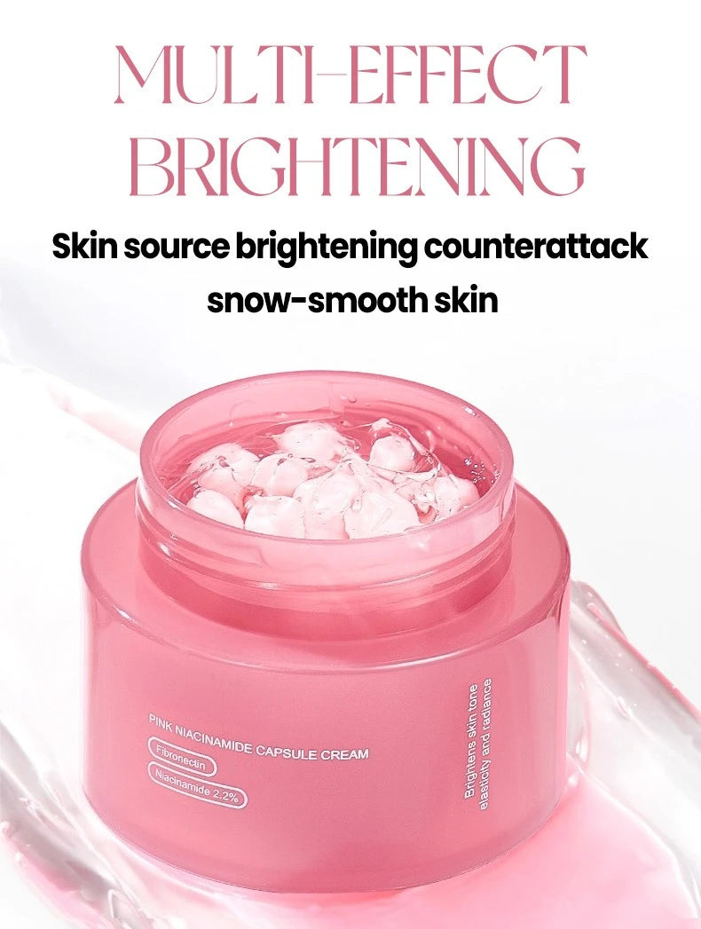 Pink Collagen PDRN Capsule Cream with Niacinamide Cream for Uneven Skin Tone Lightweight Face Moisturizer Non Greasy care
