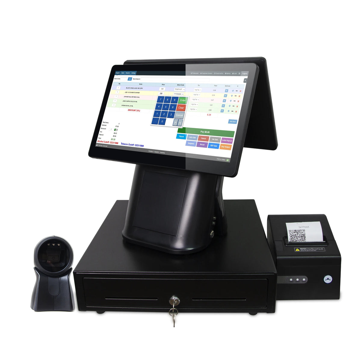 15-Inch Dual Touch Screen Display for Restaurant POS System, Dual Monitor Setup