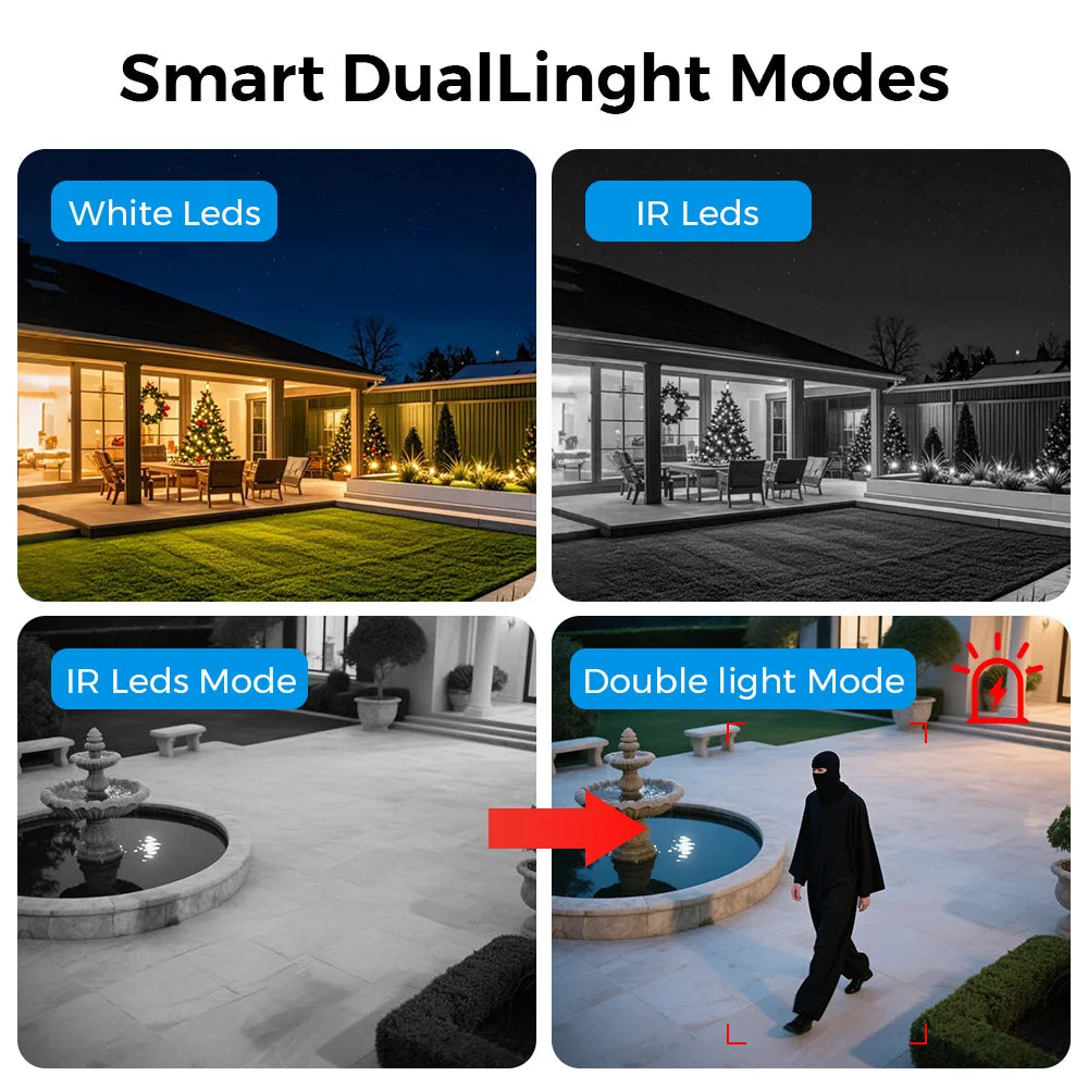 PANEPO 4MP 2K ICsee Wifi Camera Human Detection Outdoor Surveillance Camera Night Vision Two Ways Audio Home Security Protection
