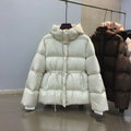 Neploe Hoody Drawstring Slim Waist Simple Parkas Small Fellow New Moda Warm Veste Femme Plaid Ruched Long Sleeve Loose Soft Coat