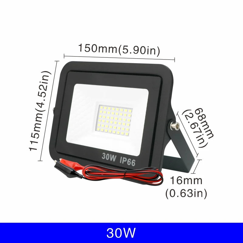 DC12V Led Flood Light 20W 30W 50W 100W Outdoor Floodlight Spotlight IP66 Waterproof Light Reflector Portable 12 Volt Led Lights