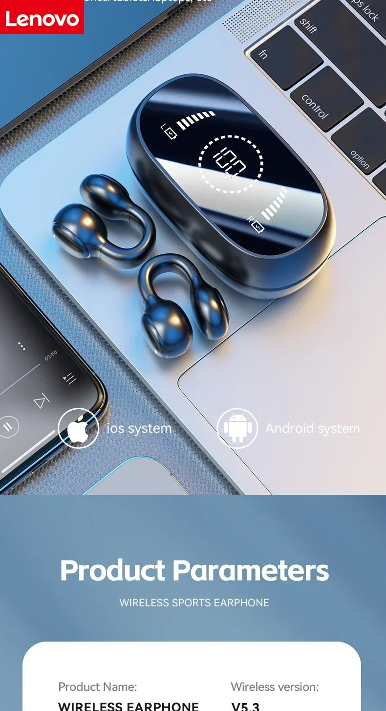 Lenovo Original M47 Wireless Earbuds Bluetooth Headset Charging Earphones Bone Conduction Headphones