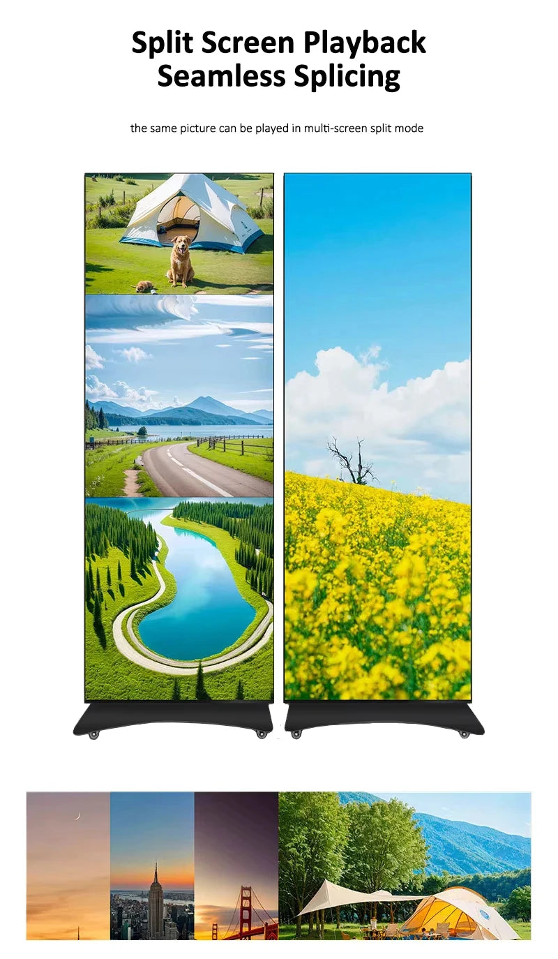 Indoor Foldable LED Poster Screen P1.8 P2 P2.5 Portable Digital Display Video Wall for Store Events Exhibition
