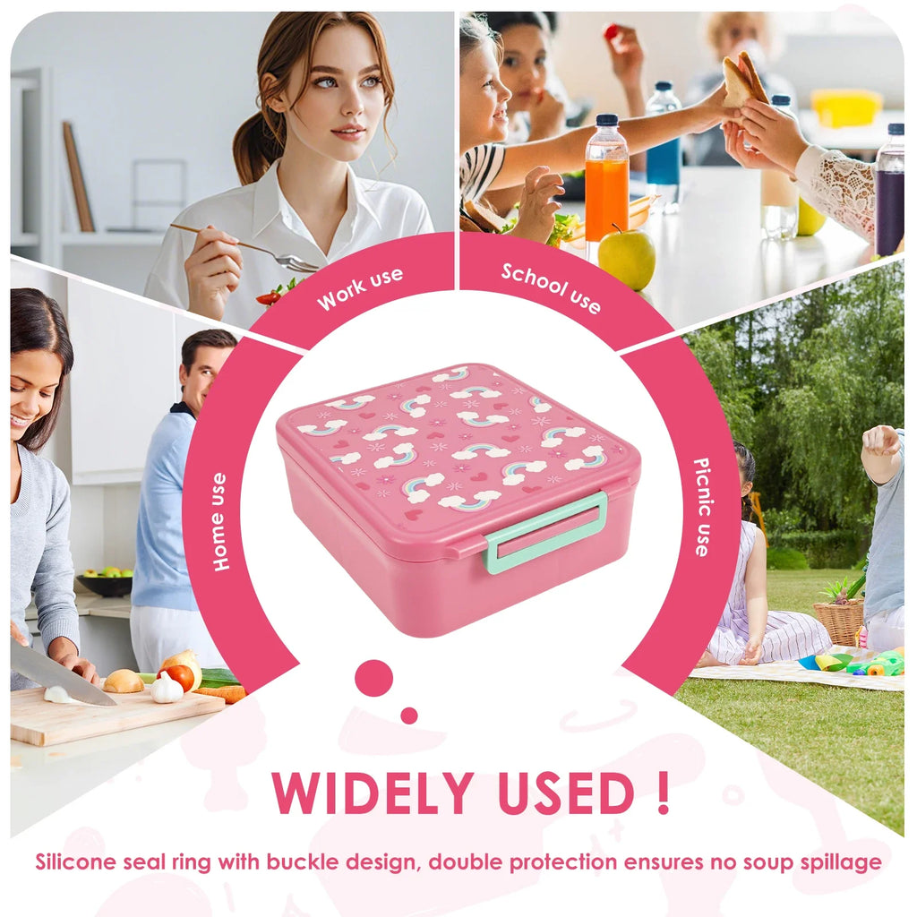 Adorable Kids Lunch Box Student Microwave Safe Travel Bento Box Food Container Portable Leak Proof Fruit Salad Bento Box 1700ml