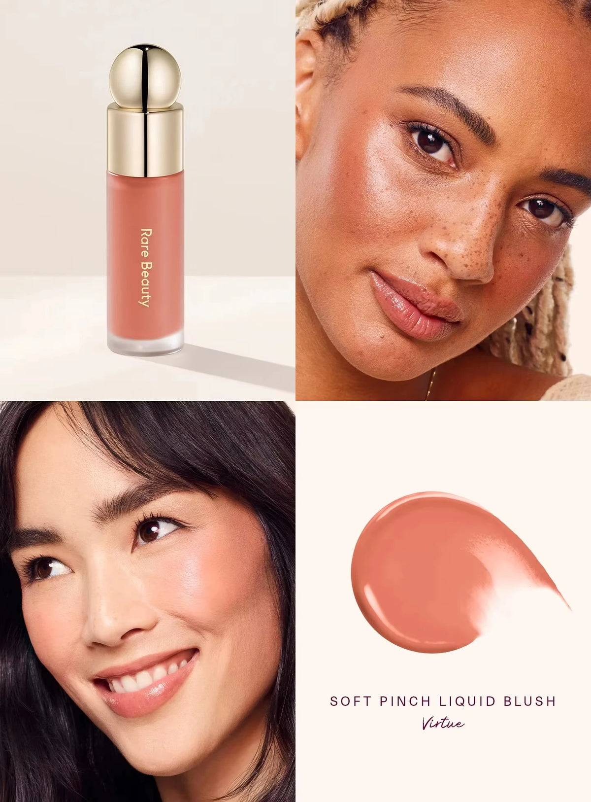 Rare Beauty Soft Pinch Liquid Blush Silky and Glide On Smoothly Long Lasting Plump Makeup Mistake-proof Seamless Encourage Lucky