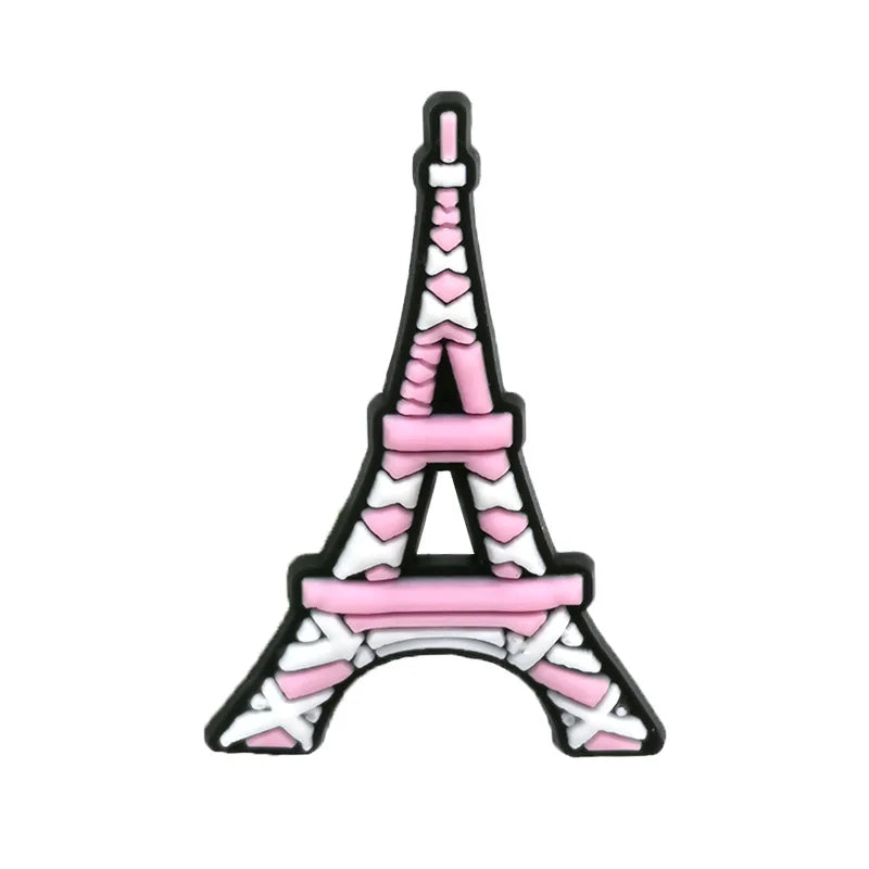 1/25pcs World Travel Shoe Charms Eiffel Tower Shoe Decorations Leaning Tower of Pisa Statue of Liberty Garden Sandals Accessory