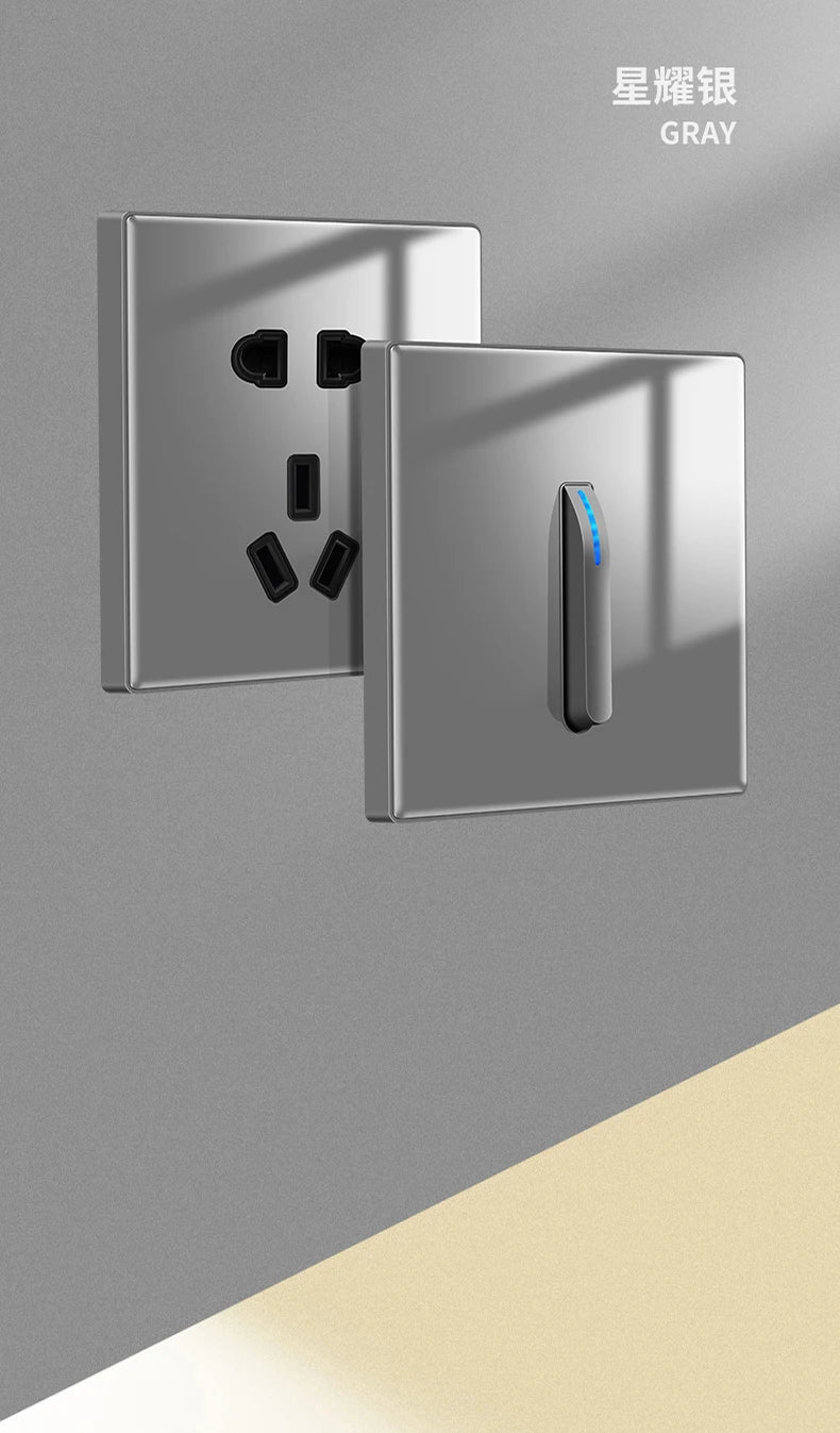 Wall Switch Light Switch 1 2 3 4 Gang Piano Button 1 Way 2 Way White Black Gray Gold Tempered Glass Panel L6