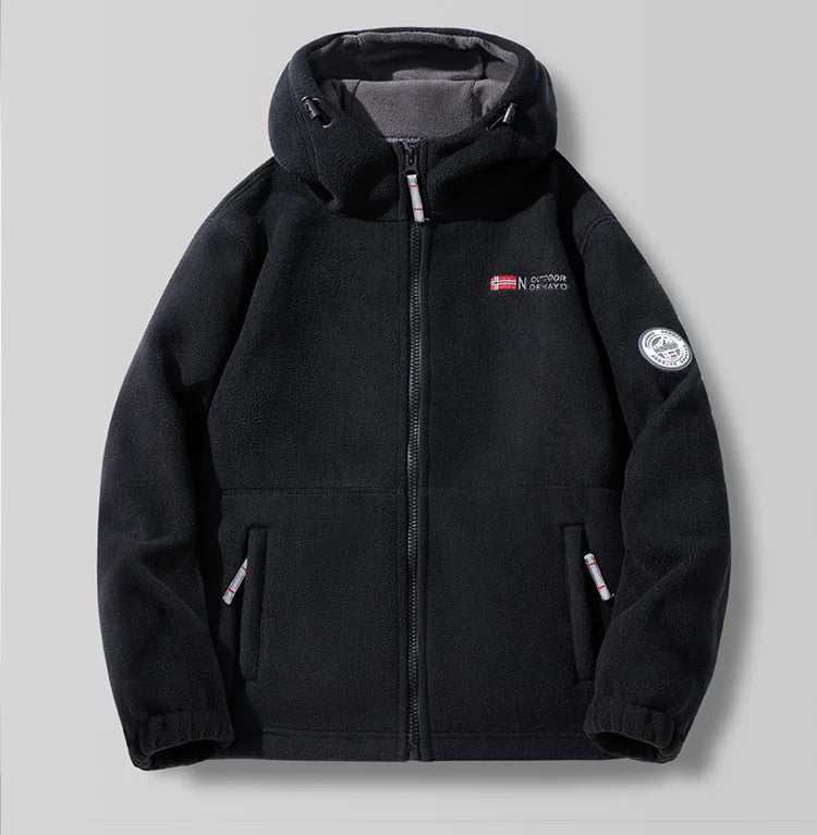 New Winter Men Hooded Polar Fleece Jackets Warm Coats High Quality Men Outdoors Winter Coats Fashion Loose Down Jackets Size 3XL