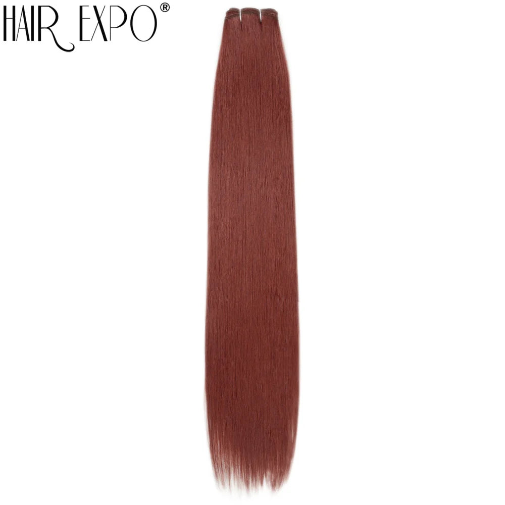 26" Bio Straight Hair Bundles Natural Soft Heat Resistant Fiber Synthetic Fiber Hair Extensions Protein Straight Hair Weave