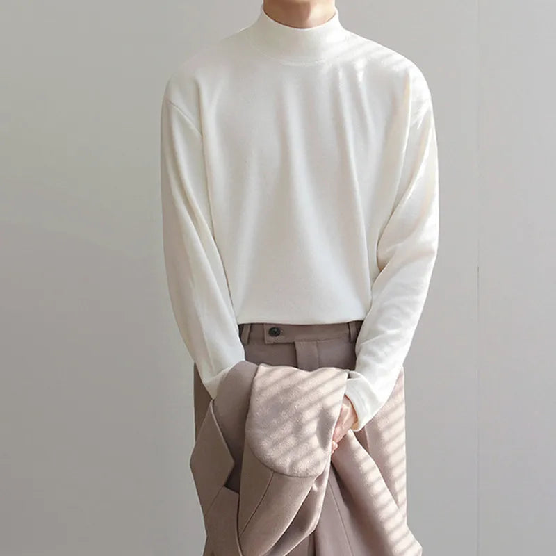 Men's Thermal Turtleneck Shirt Fleece Lined Long Sleeve Warm Pullover Loose Fit Casual Knit Top Winter Base Layer
