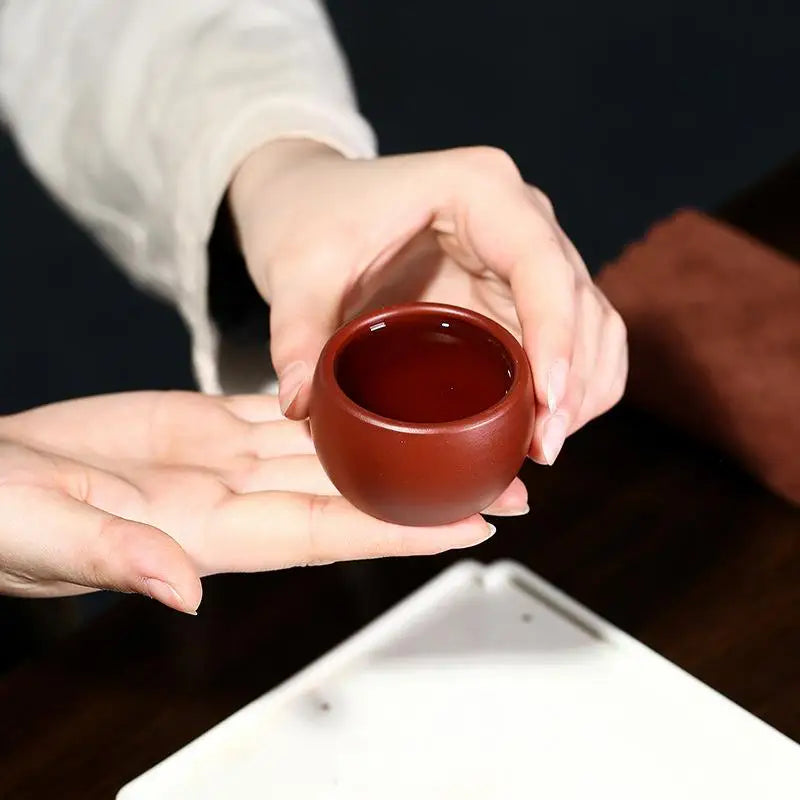 Yixing Purple Clay Travel Tea Bowl Handmade Master Teacup Lightweight for Hiking Camping Office Tea Drinking