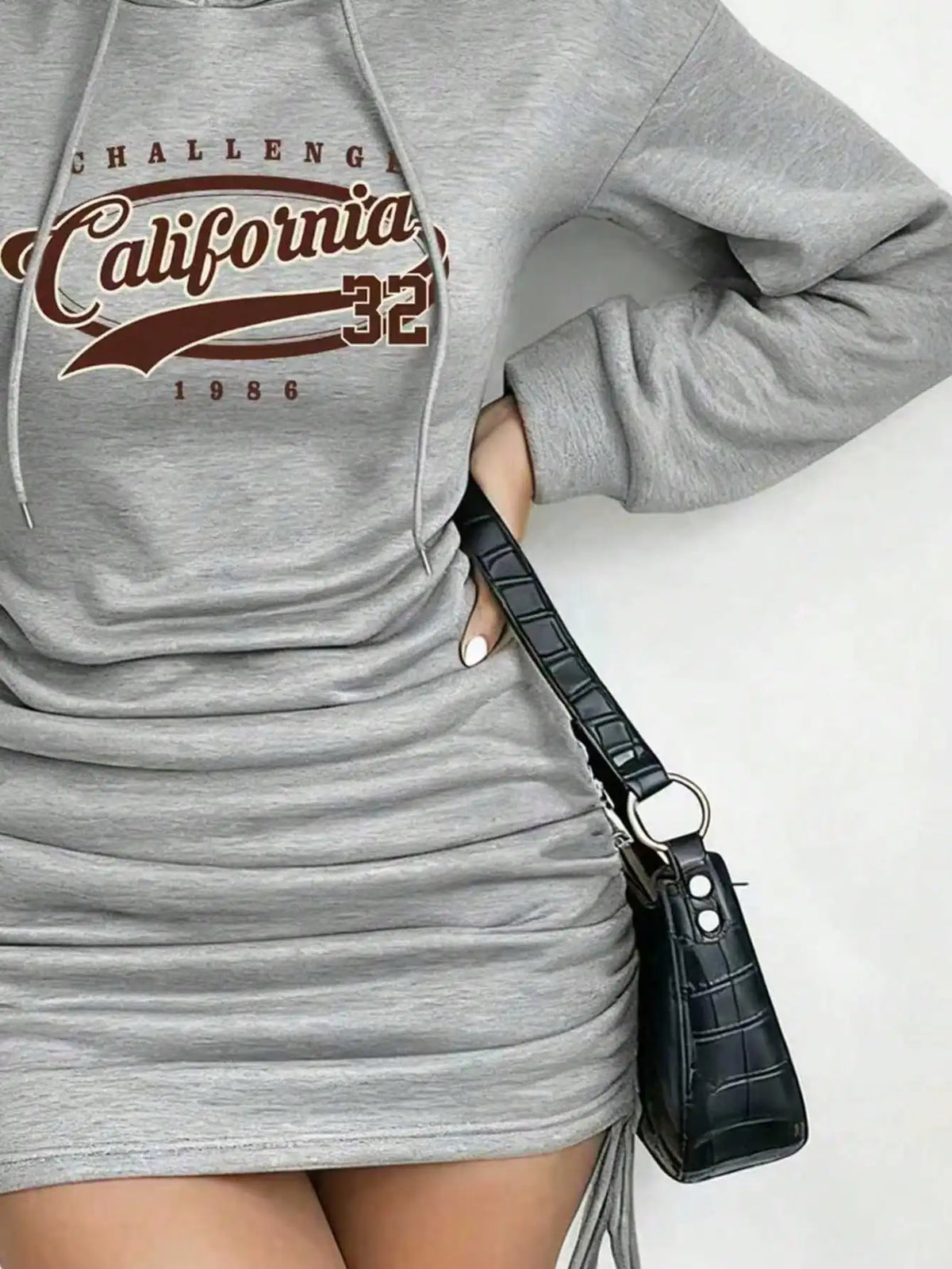 Women's Casual Long Sleeve Hooded Dress Solid Color Pattern Short Outdoor Wear for Daily Use