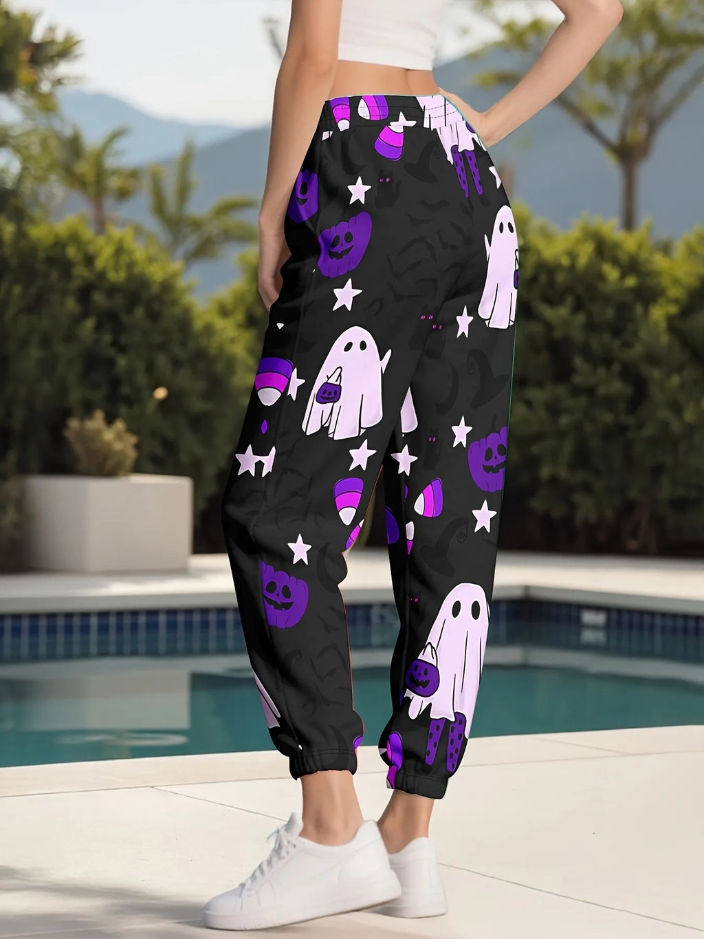 2026 autumn and winter new women's pants street fashion casual comfortable versatile 3D ghost pattern print