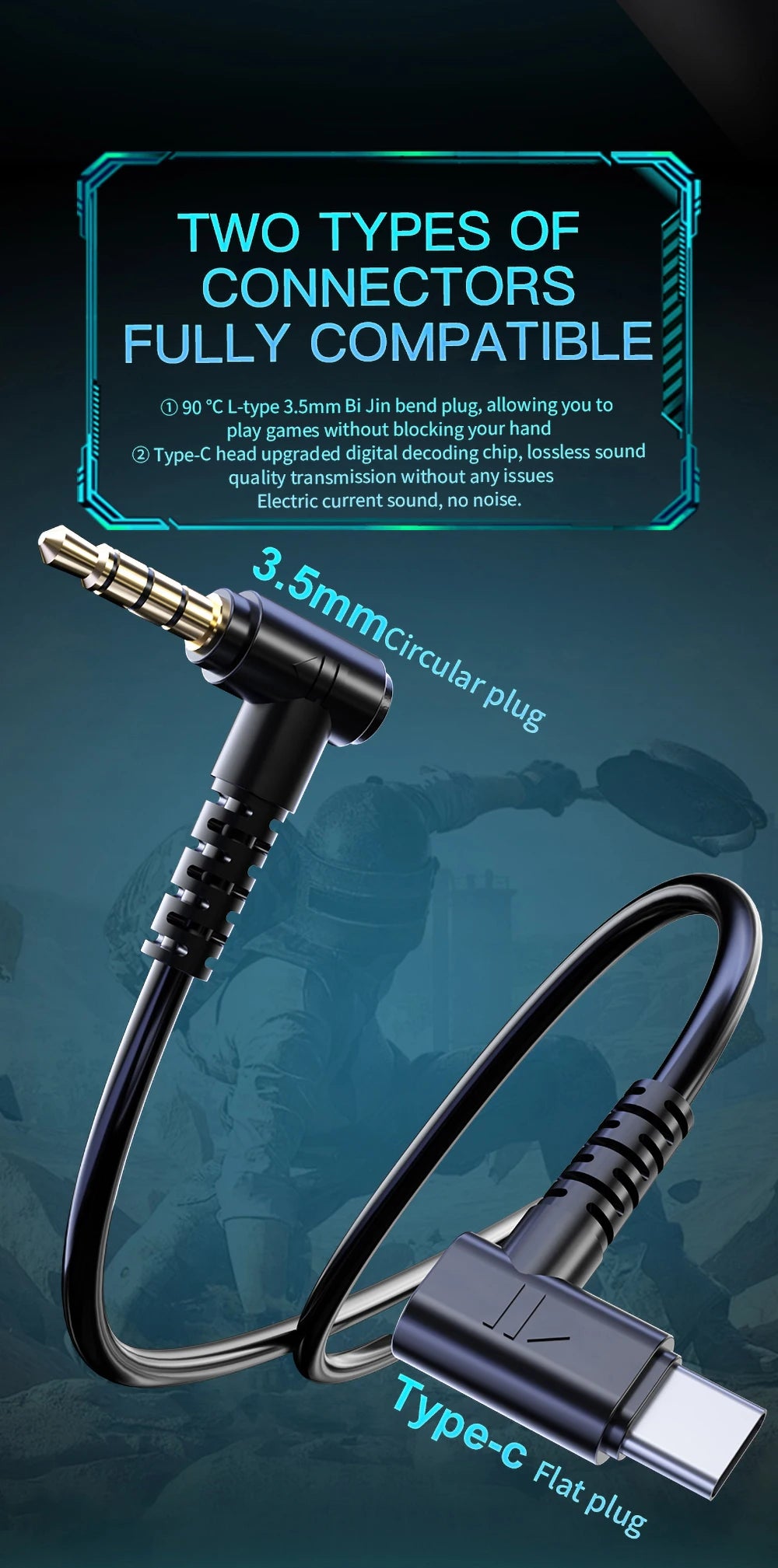 Type-c In-ear dual-mix e-sports gaming headset stereo noise reduction with microphone digital head wired headset