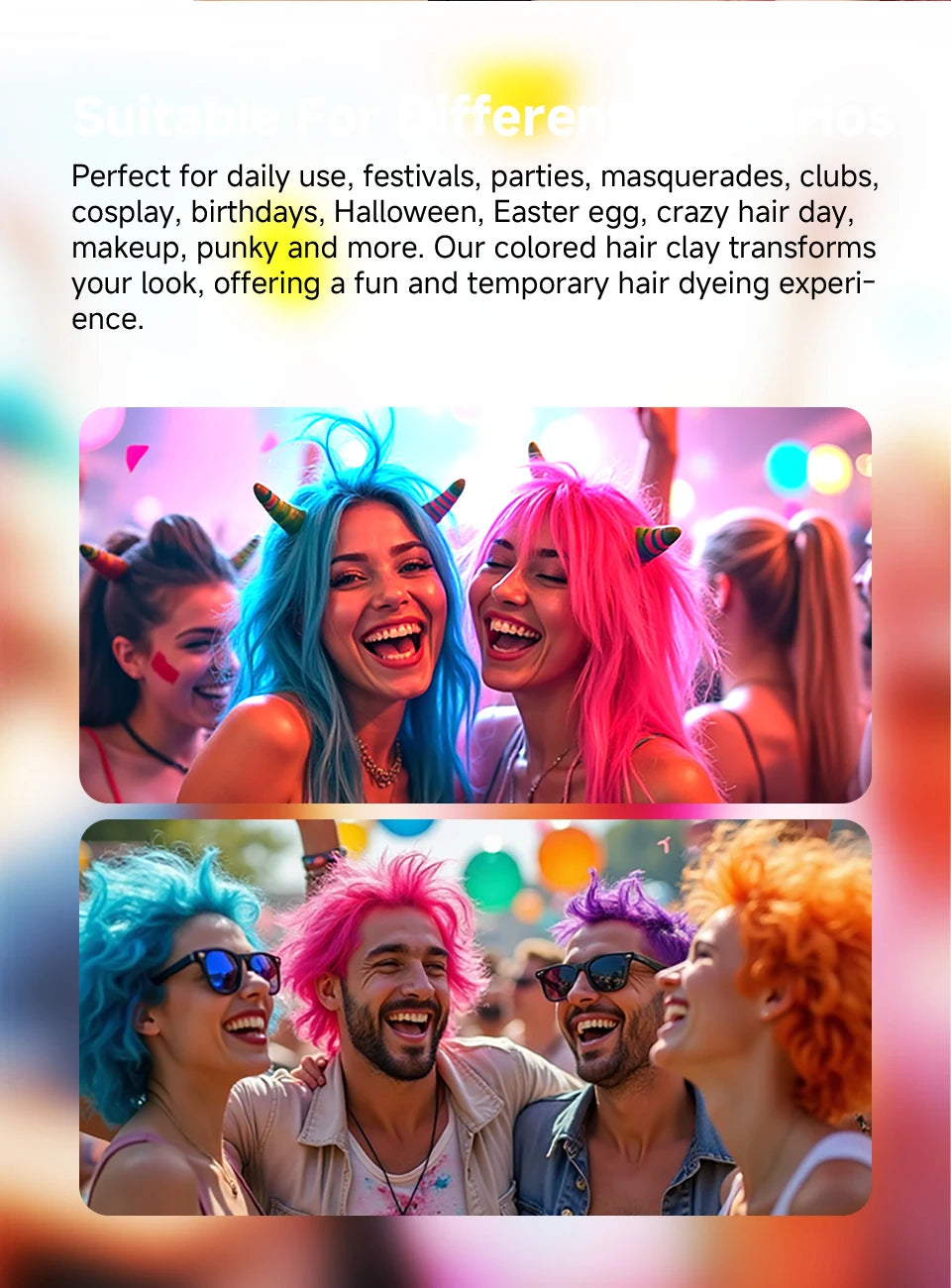 Sevich 50g Hair Color Wax Disposable Fashionable Hair Paste Long Lasting Paint Coloring Cream for Party, Halloween, Christmas
