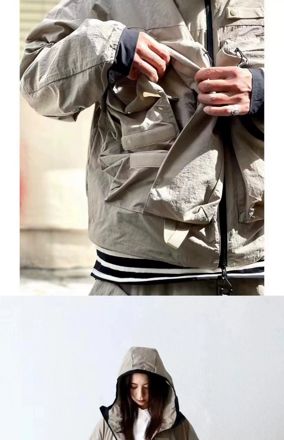 COMFY Japanese CMF Multi Pocket Outdoor Functional Coat Waterproof Men's and Women's Hooded Jacket