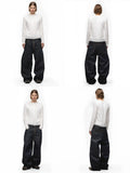 Japanese Raw Denim Loose Fit Jeans Classic Unwashed Cotton Workwear Baggy Trousers for Men