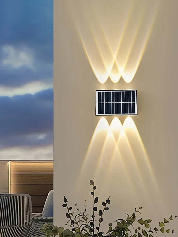 Outdoor Indoor Solar Wall Light 4/6/8 LED Waterproof IP65 Courtyard Balcony Corridor Bedroom Up and Down Lighting Fixtures