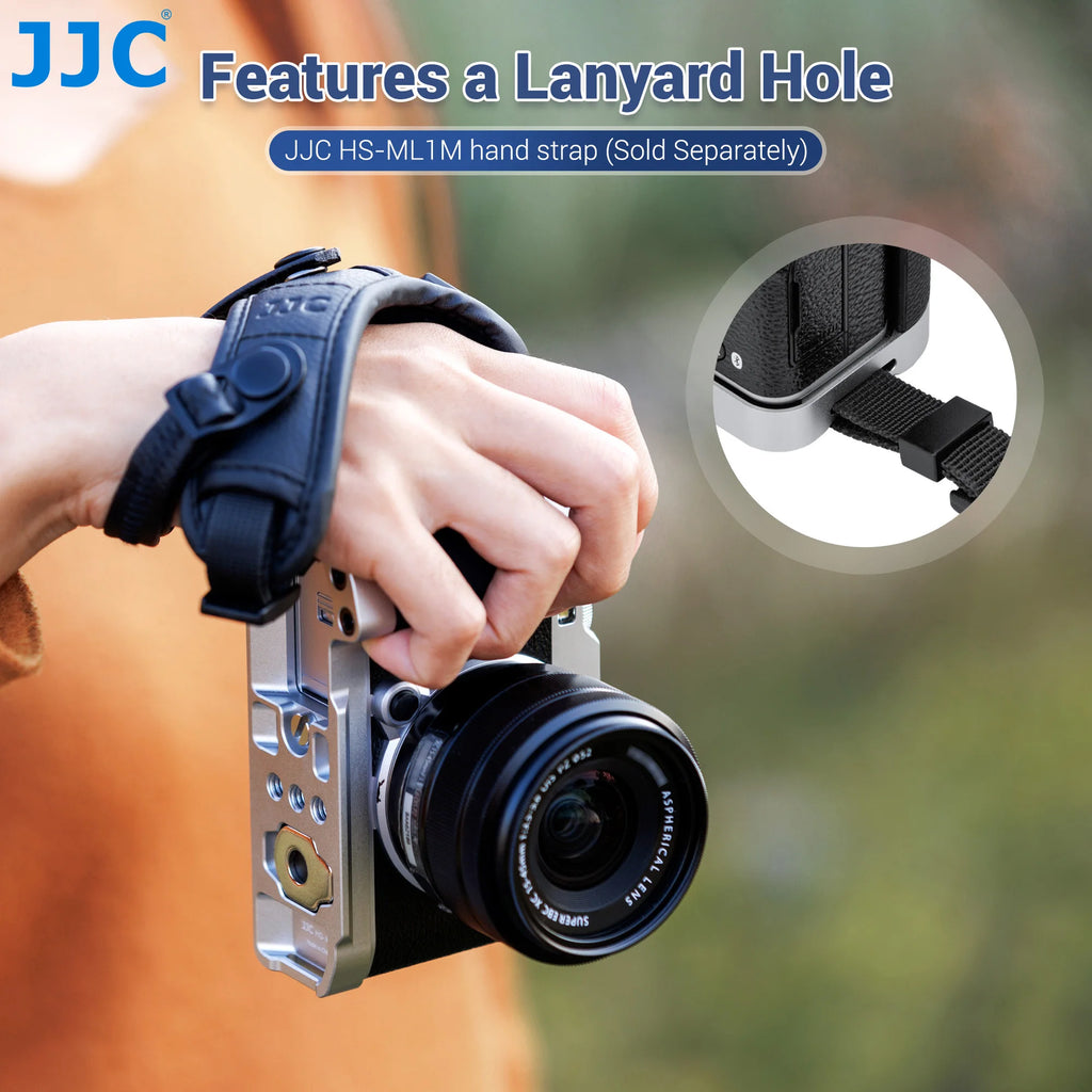 JJC X-M5 L-Shape Metal Hand Grip Handgrip for Fufilm Film X-M5 XM5 Camera With Arca Swiss Quick Release Plate Silicone Handgrip
