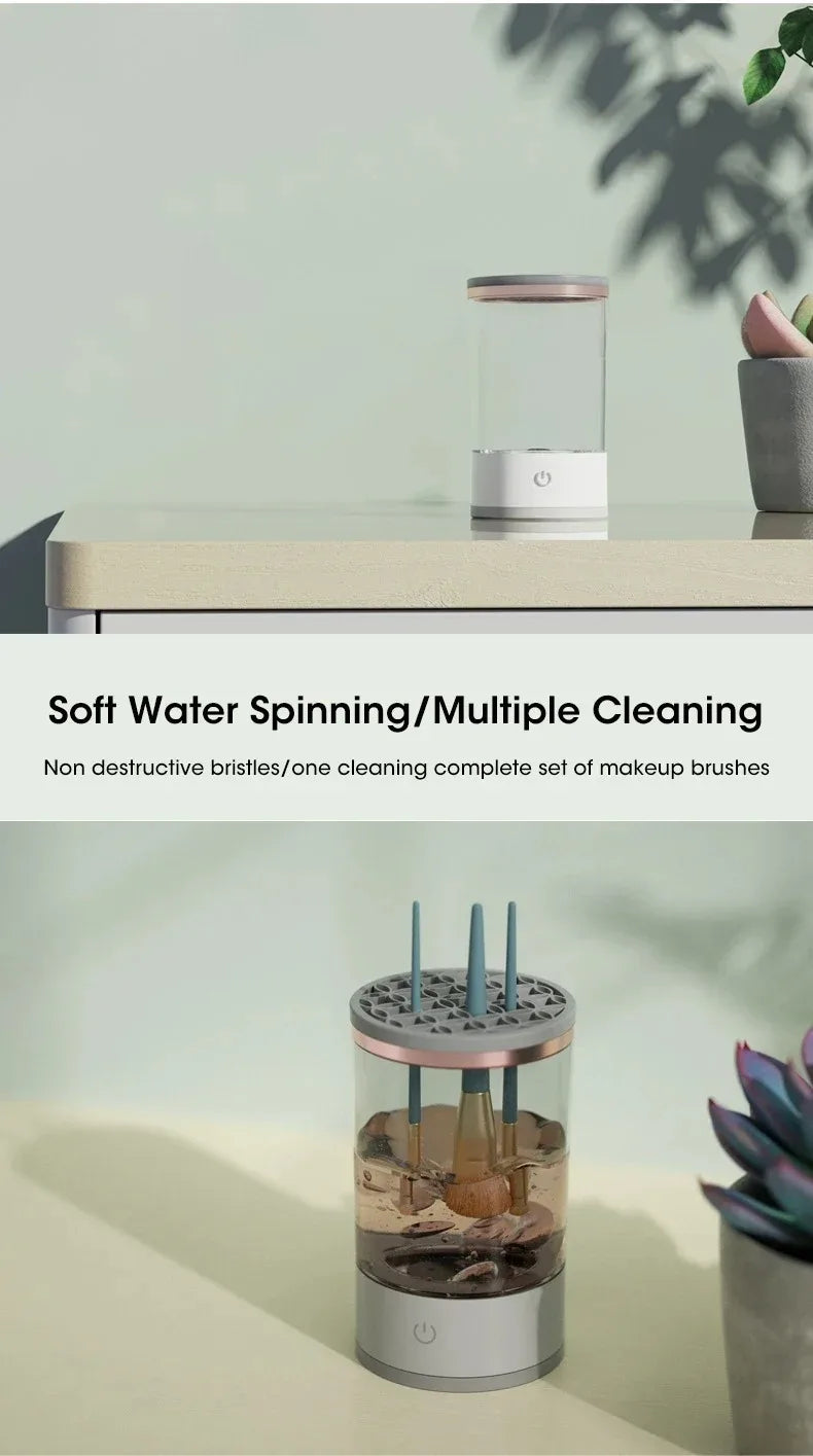 Makeup Brush Washer and Dryer USB Powered Odorless Battery-Free Plug and Play Makeup Cleaner Essential Beauty Accessory