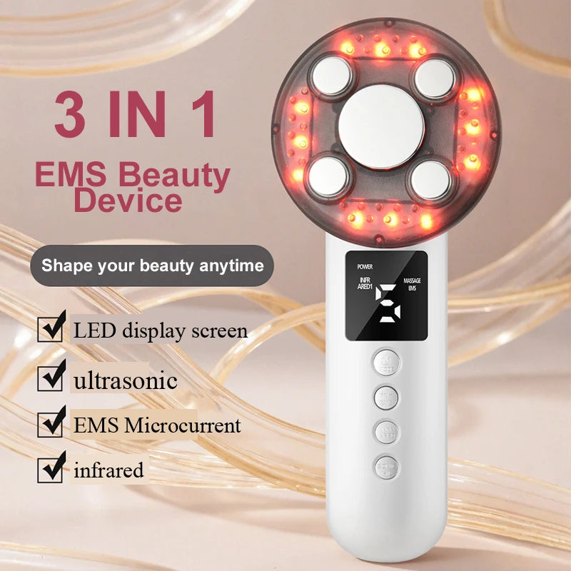 3 IN 1 EMS Ultrasound Machine Body Slimming Vibrating Massager Anti-Cellulite Fat Burner Facial RF Infrared EMS LED Light Device