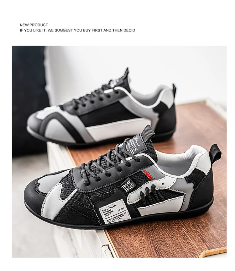 Men's Trendy Black and Gray Color-Blocked Mesh Breathable Casual Sports Shoes, Summer Thin Retro Forrest Gump Shoes, Lightweight Soft-Soled Shock-Absorbing Non-Slip Versatile Wear-Resistant Men's Shoes