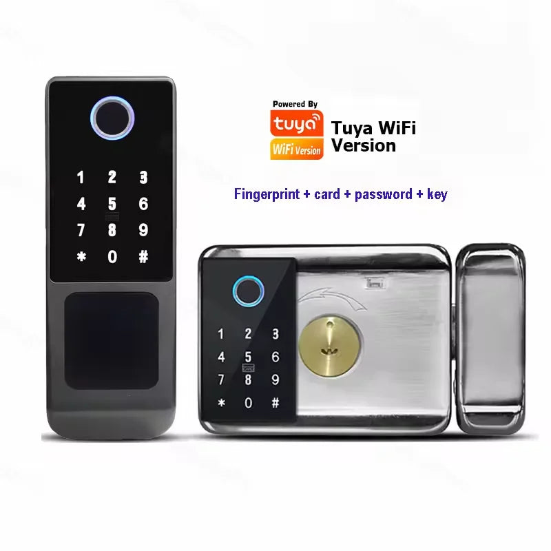 Tuya WIFI Smart Door Lock Double Side Fingerprint Lock Waterproof Outdoor Gate Passcode/IC Card /Key/Fingerprint/APP Unlock