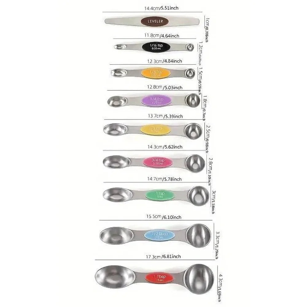 Stainless Steel Metal Magnetic Measuring Spoons Set Teaspoon Tablespoon Measuring Spoons Kitchen Gadgets for Baking Cooking